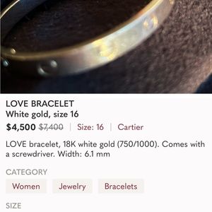 Love Bracelet size 16 white gold